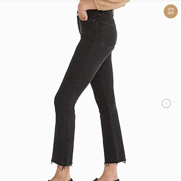 Madewell Cali Demi Boot faded black raw hem jeans size 25 - Picture 8 of 8